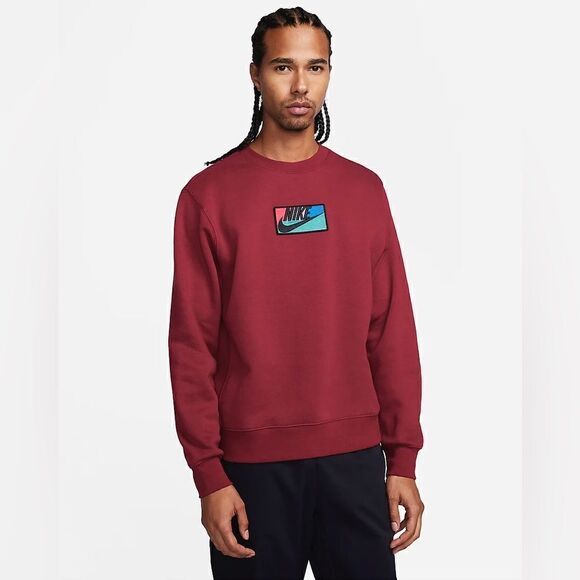 Nike NSW Club Crew Fleece Pullover Team Red - Picture 1 of 10